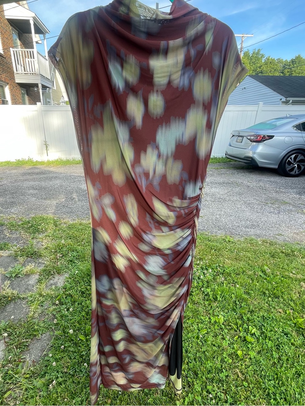 Anthropologie Ruched multi-colored midi dress- XL
